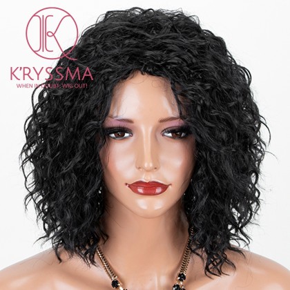 Natural Black #1B Lace Front Wig 99j Curly Synthetic Wigs Glueless Heat Resistant Short Wig For Women