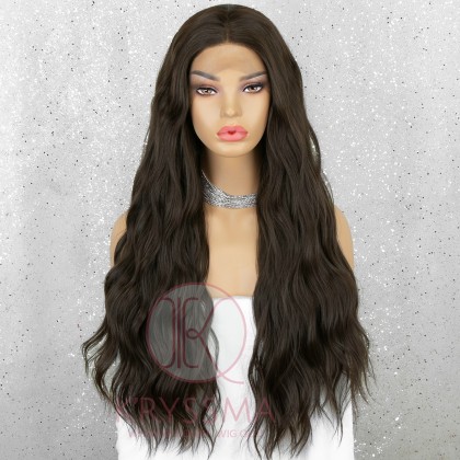 Brown Long Wavy Synthetic Lace Front Wigs