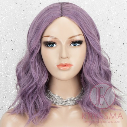 K'ryssma Wavy Bob Wig Short Purple Wigs for Women Heat Resistant Synthetic Purple Cosplay Wig