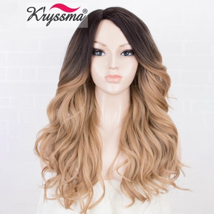 Ombre Blonde Synthetic Wig Wavy Honey Blonde
