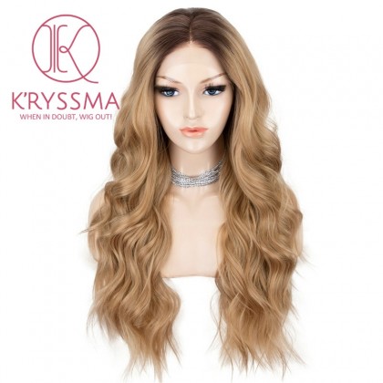 Ombre Ash Blonde Long Wavy Lace Front Wigs 22 inches