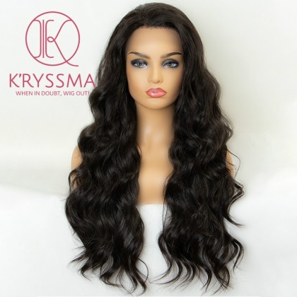 #2 Dark Brown Lace Front Wigs Wavy Natural Looking Long Wavy Synthetic Wig Heat Resistant 22 inches
