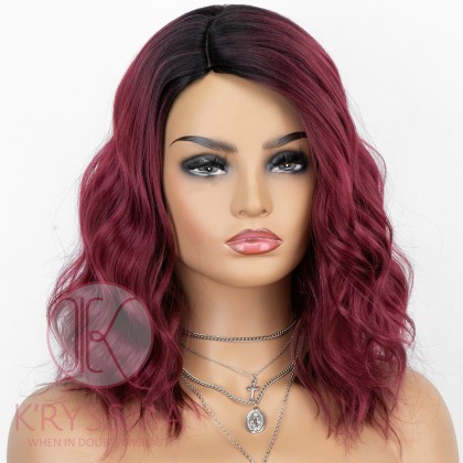 Ombre Red Wigs Short Bob Synthetic Wig With Side Parting