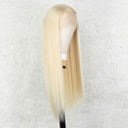K'ryssma Blonde Lace Front Wig Long Silk Straight Synthetic Wig with Middle Parting Blonde Synthetic Wigs for Women 22 inches