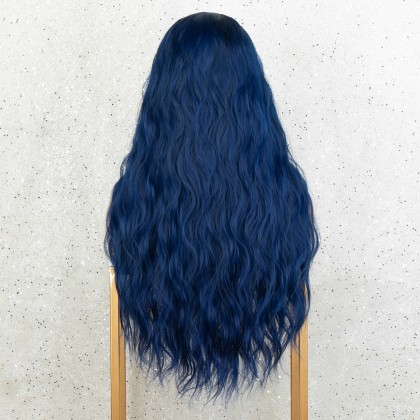 Blue Wavy Long Synthetic Lace Front Wigs 22 inches