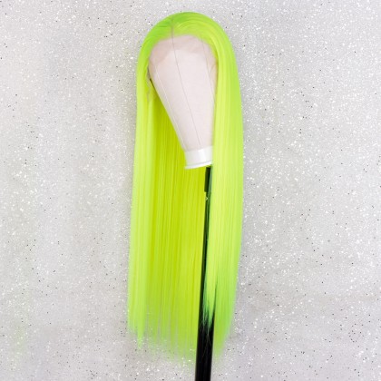 K'ryssma Women's Yellow Green Wig Long Straight Wig for Women Girl Cosplay Party Halloween Wig Cap Included 22 inches (Yellow Green)