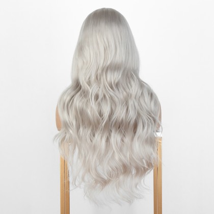 K'ryssma Platinum Blonde Lace Front Wig Platinum Blonde Wigs for Women T Part Synthetic Wig wtih 4 Inch Deep Parting