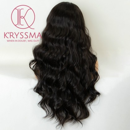 #2 Dark Brown Lace Front Wigs Wavy Natural Looking Long Wavy Synthetic Wig Heat Resistant 22 inches