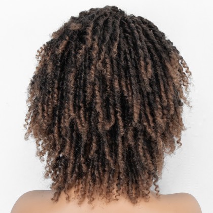 Dreadlock Twist Wigs for Black Women Braided Faux Locs Crochet Hair Wigs with Curly Ends Heat Resistant Afro Short Curly Daily Wigs 1b/27 Color