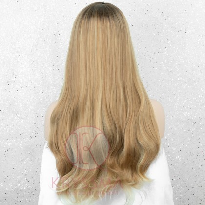 Ombre Blonde Long Wavy Synthetic None-Lace Wig