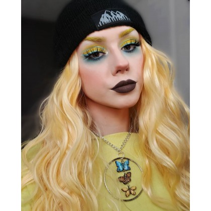 Fashion Blonde Front Lace Synthetic Wigs Natural Hairline Long Wavy Bright Yellow Wig For Women Heat Resistant