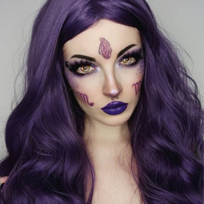 Purple Long Wavy Synthetic Lace Front Wigs 22 inches