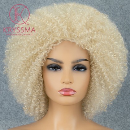 Afro Kinky Curly Blonde Wig Synthetic L Part Wig for Women