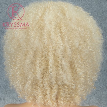 Afro Kinky Curly Blonde Wig Synthetic L Part Wig for Women