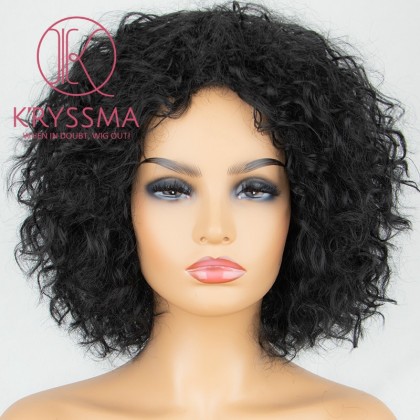 Short Bob Black None Lace Synthetic Wig for Women 8 inches