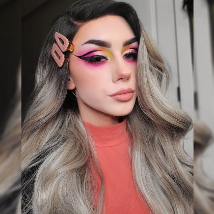 Olivia Recommend: Grey Lace Front Wig Ombre Long Wavy 22 Inches
