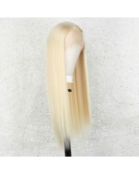 K'ryssma Blonde Lace Front Wig Long Silk Straight Synthetic Wig with Middle Parting Blonde Synthetic Wigs for Women 22 inches