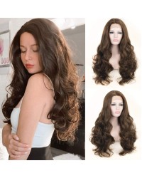 Brown Natural Looking Long Wavy Synthetic Wigs 24 Inches