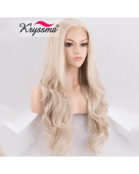 Light Platinum Blonde Long Wavy Lace Front Wig 22 Inches