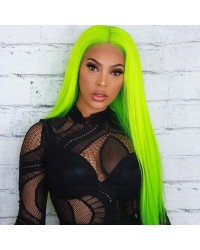 K'ryssma Women's Yellow Green Wig Long Straight Wig for Women Girl Cosplay Party Halloween Wig Cap Included 22 inches (Yellow Green)