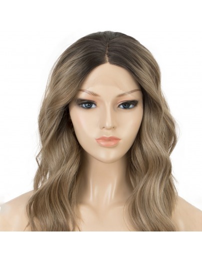 K'ryssma Ash Brown Lace Front Wigs Short Wavy Ombre Brown Bob Short Wigs Synthetic Hair Wig