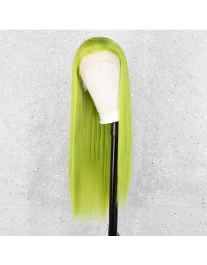 K'ryssma Green Lace Front Wig Long Straight Synthetic Wigs for Women Lim Green Wig 22 Inches