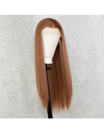 K'ryssma Chestnut Brown Lace Front Wig Long Straight Synthetic Wigs for Women Brown Wig for Daily Wear
