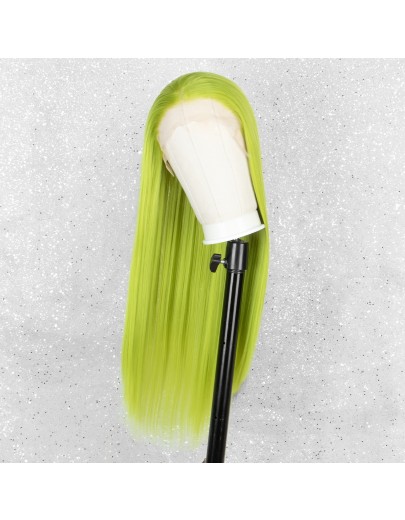 K'ryssma Green Lace Front Wig Long Straight Synthetic Wigs for Women Lim Green Wig 22 Inches