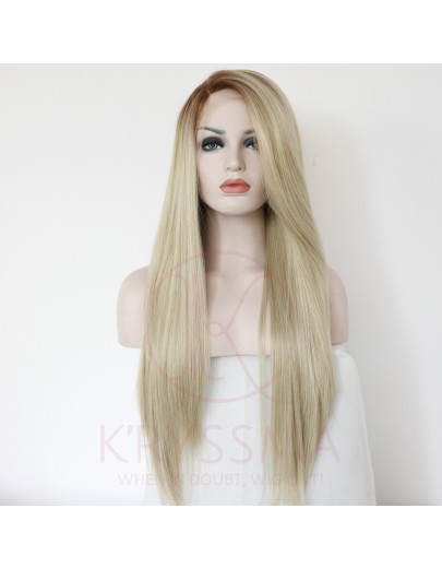 Fashion Ombre Blonde Glueless Long Natural Straight Lace Front Wigs