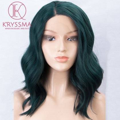 Dark Green Short Bob Synthetic Lace Frot Wigs