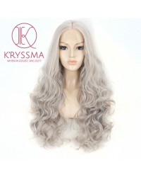 Ash Gray Body Wave Synthetic Lace Front Wigs 22 inches