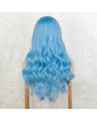 K'ryssma Blue Lace Front Wig Long Wavy Synthetic Wigs for Women Blue Wig for Cosplay