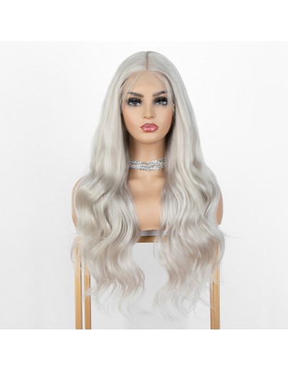 K'ryssma Platinum Blonde Lace Front Wig Platinum Blonde Wigs for Women T Part Synthetic Wig wtih 4 Inch Deep Parting